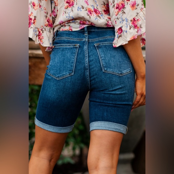 Judy Blue High Rise Distressed Cuffed Cutoff Shorts main image 1